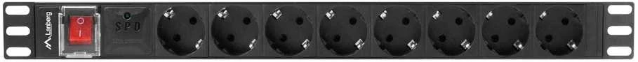 LANBERG PDU 19inch 1U 16A 8x Shuko 2m juodas