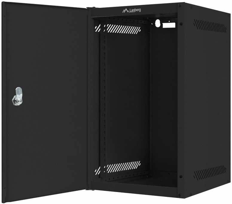 LANBERG Rack spintelė 10 colių sieninis laikiklis 9U 280x310 juodas su metalinėmis durelėmis butas paketas