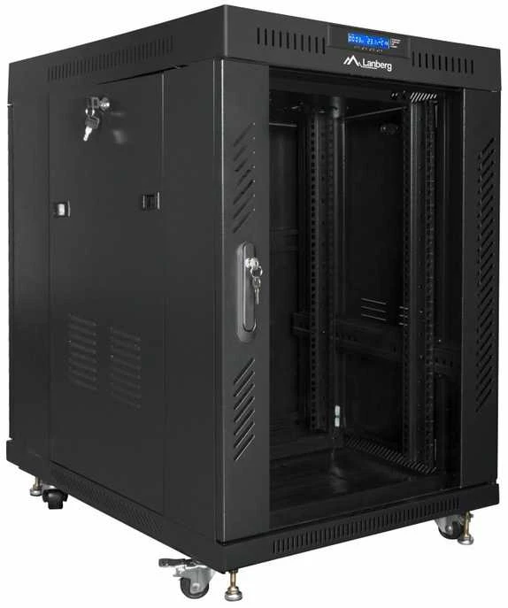LANBERG laisvai pastatomas stelažas 19 colių spintelė 15U 600x800 stiklinių durų LCD plokščias paketas juodas
