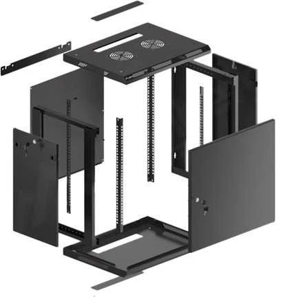 LANBERG sieninė spintelė 19 colių 12U 600x450 plieninės durys juodas plokščias paketas