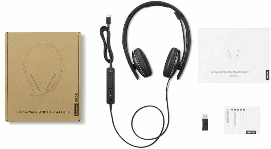 Ausinės Lenovo Wired ANC Headset Gen 2 (Teams) | 4XD1M45627 | su laidu | juodos