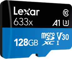Atminties kortelė Lexar | Didelio našumo 633x | UHS-I | 128 GB | micro SDXC