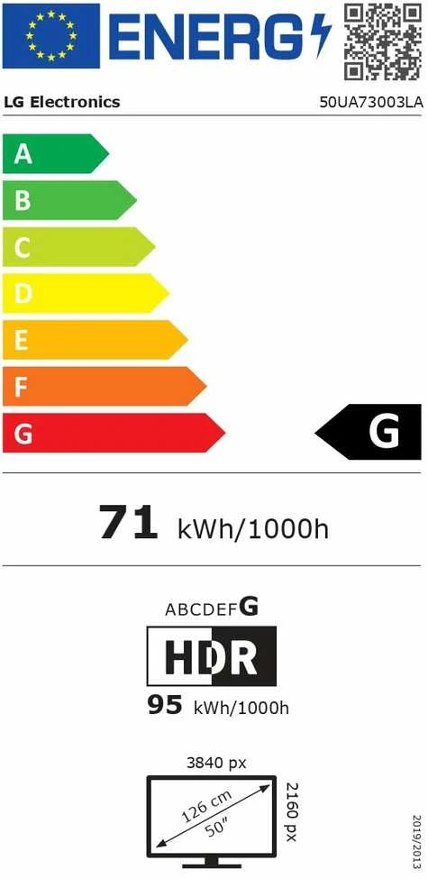 50 colių LG 50UA73003LA 4K išmanusis Televizorius 2025