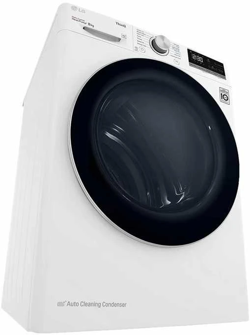 LG | Džiovyklė | RH80V3AV6N | Energijos vartojimo efektyvumo klasė D | Pakraunama iš priekio | 8kg | LED | Gylis 69 cm | Wi-Fi | Baltas