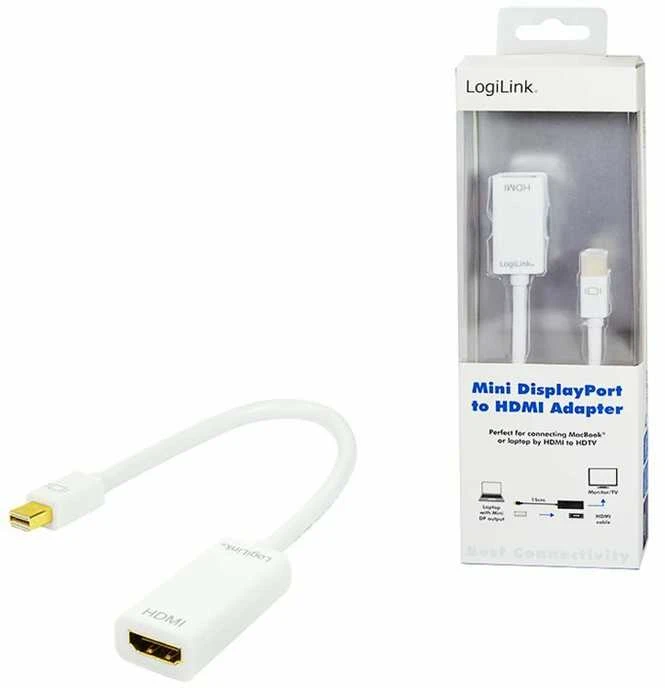 LogiLink Prisijungti | Adapteris Mini DisplayPort prie HDMI su garsu: | Pilkas | Mini DisplayPort | HDMI A | 0,1 m