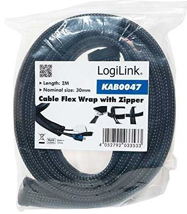 LOGILINK KAB0046 LOGILINK - Lanksčios kabelio apsauga su užtrauktuku 1m