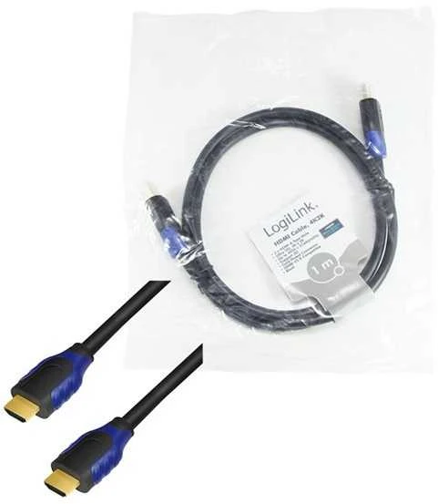 LOGILINK CH0061 LOGILINK – 4K HDMI didelės spartos kabelis su eternetu, 4K2K/60Hz, 1m