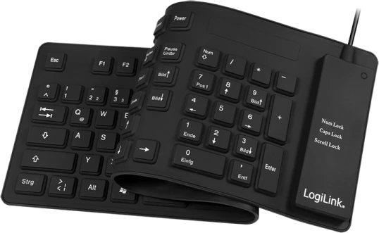 Logilink | Flexible waterproof Klaviatūra USB + PS/2 | ID0019A | Lanksti klaviatūra | su laidu | DE | Juodas