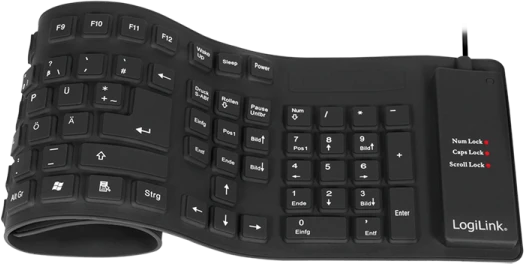 Logilink | Flexible waterproof Klaviatūra USB + PS/2 | ID0019A | Lanksti klaviatūra | su laidu | DE | Juodas