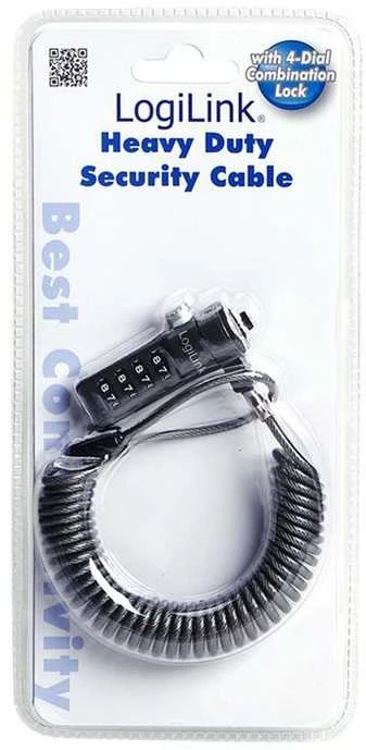Logilink NBS004, Notebook Coil Cable Lock, juodas