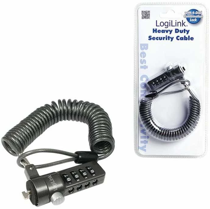 Logilink NBS004, Notebook Coil Cable Lock, juodas