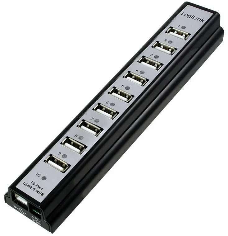 LogiLink Prisijungti | USB 2.0 Hub-10 prievadas su maitinimo adapteriu