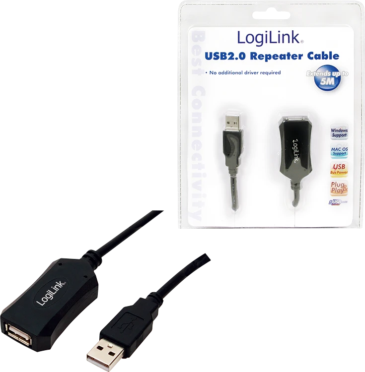 LogiLink Prisijungti | USB 2.0 kartotuvas 5m | USB-A į USB-A USB A kištukas | USB A moteriška