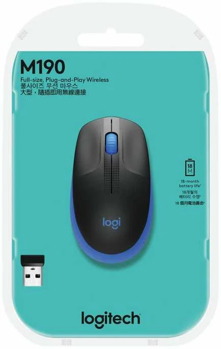 Belaidė pelė Logitech M190, mėlynos spalvos
