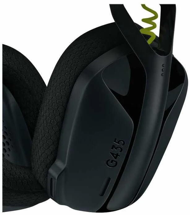 Žaidimų ausinės Logitech G435 Lightspeed, juodos/neoninės geltonos spalvos