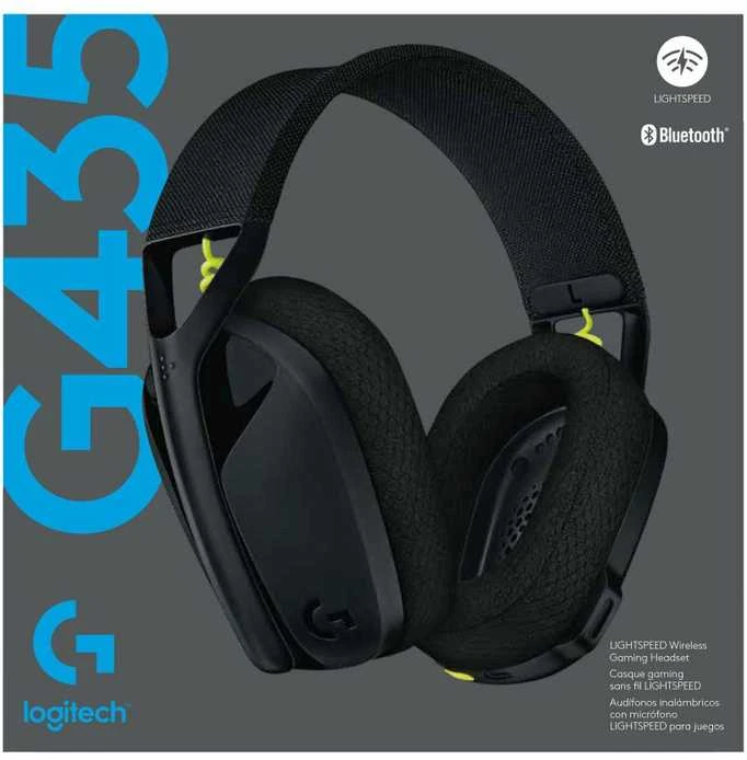 Žaidimų ausinės Logitech G435 Lightspeed, juodos/neoninės geltonos spalvos