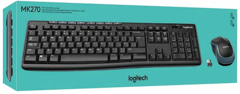 Belaidis klaviatūros ir pelės rinkinys Logitech MK270, QWERTY išdėstymas