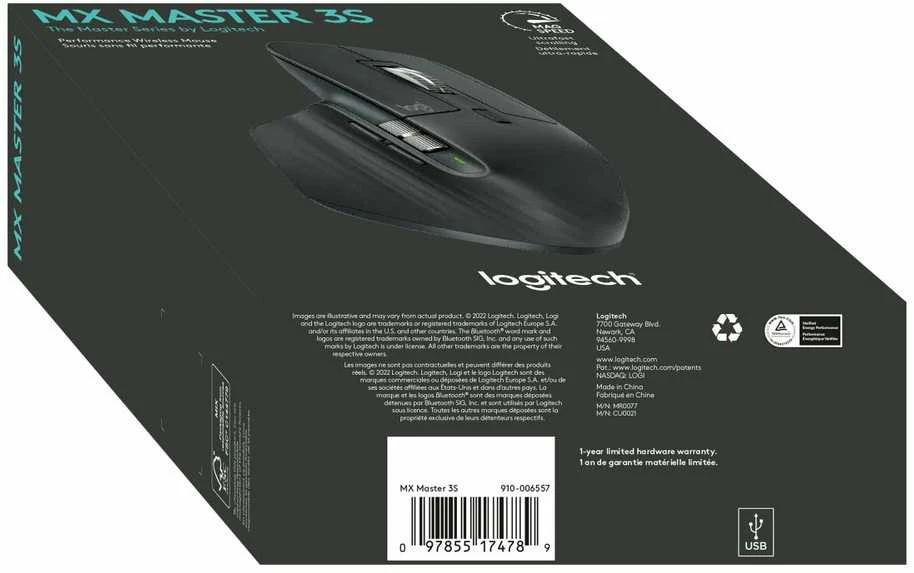 LOGITECH MX Master 3S Bluetooth pelė - grafito spalvos