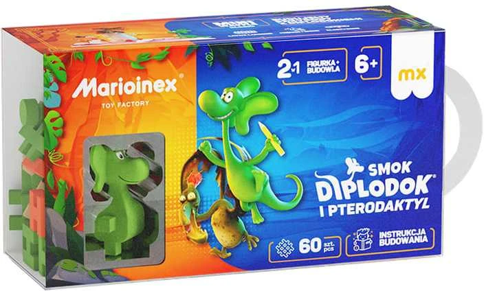 Marioinex Diplodocus ir Pterodactyl mini vaflių blokeliai 60 vnt + figūrėlė ZA5499