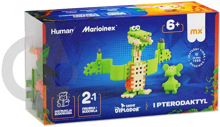 Marioinex Diplodocus ir Pterodactyl mini vaflių blokeliai 60 vnt + figūrėlė ZA5499