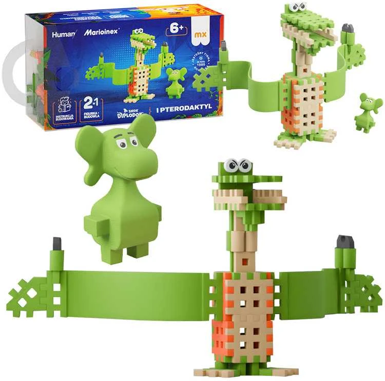 Marioinex Diplodocus ir Pterodactyl mini vaflių blokeliai 60 vnt + figūrėlė ZA5499