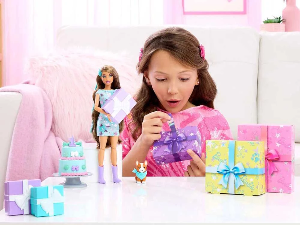 Mattel BARBIE PARTY UNBOXED REVEAL siurprizų rinkinys - tamsiaplaukė lėlė (JFG72)