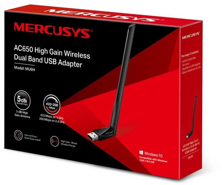 TP-Link „Mercusys“ | AC650 didelės spartos belaidis dviejų dažnių USB adapteris | MU6H