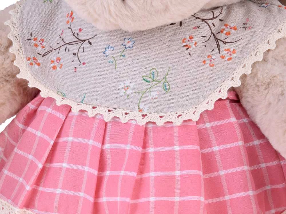 Jokomisiada meškiukas - smėlio spalvos Zuzia 58cm rožinės spalvos VINTAGE suknelė ZA5923 C