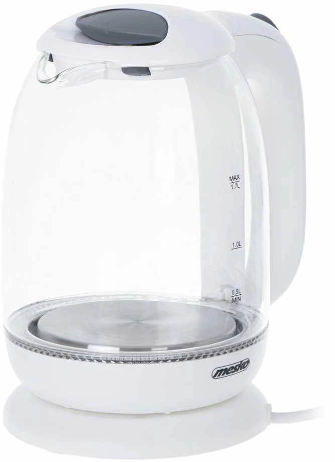 Mesko | Virdulys | MS 1302w | Elektrinis | 2200 W | 1,7 l | Stiklas | 360° sukamasis pagrindas | Baltas
