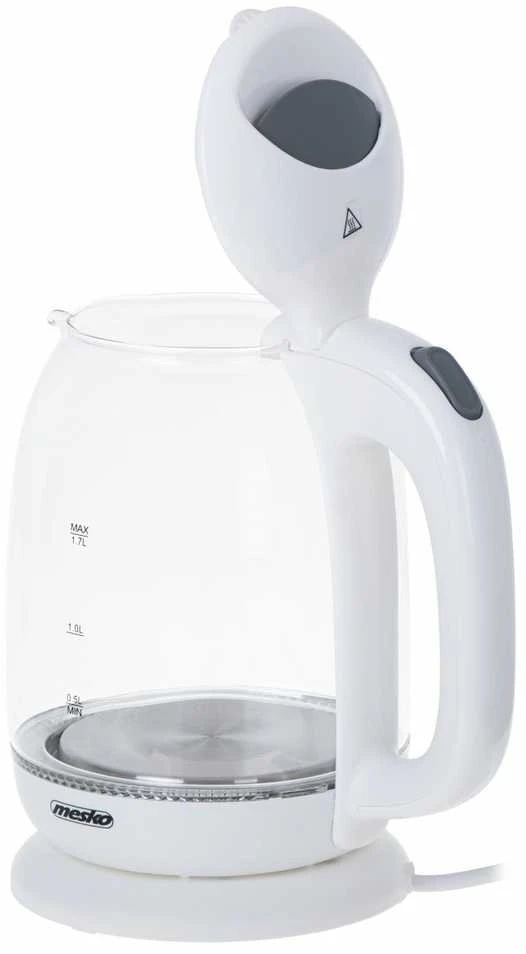 Mesko | Virdulys | MS 1302w | Elektrinis | 2200 W | 1,7 l | Stiklas | 360° sukamasis pagrindas | Baltas