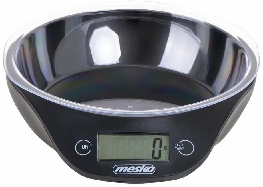 Adler Mesko | Virtuvinės svarstyklės with a bowl | MS 3164 | Maximum weight (capacity) 5kg | Graduation 1 g | Ekranas type LCD | Juodas