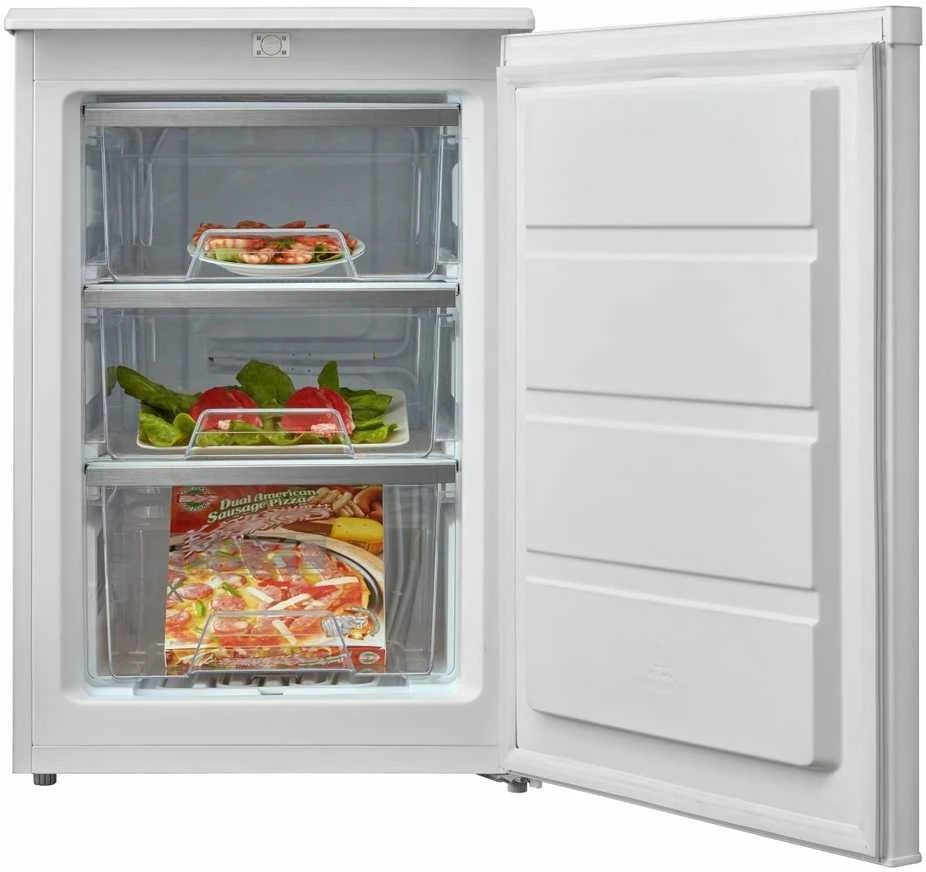 Midea Šaldiklis | MDRD129FZE01 | Energijos vartojimo efektyvumo klasė E | Vertikalus | Laisvai pastatomas | Aukštis 84,5 cm | Bendra grynoji talpa 86 l | Baltas