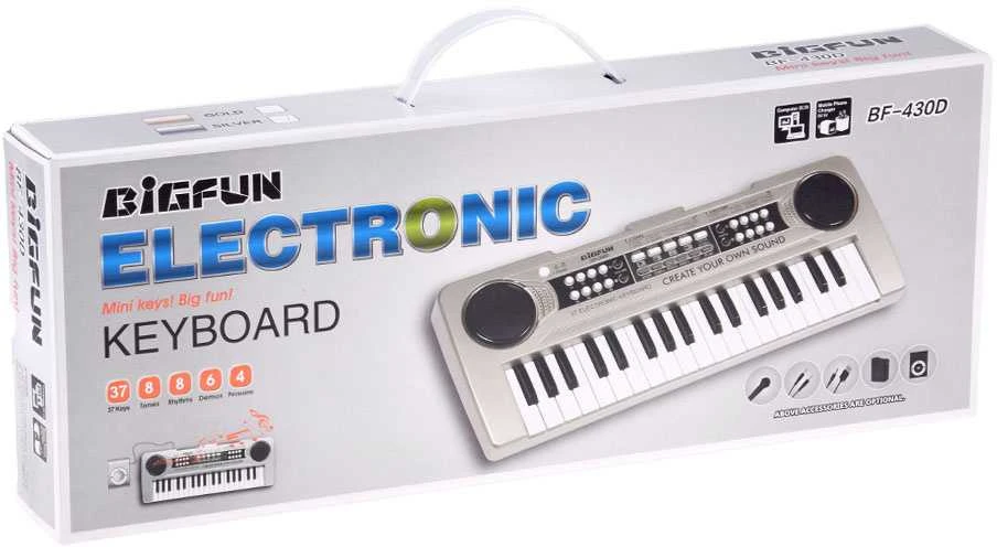 Jokomisiada Mini organ KEYBOARD 37-keys + microphone Sidabrinis IN0183