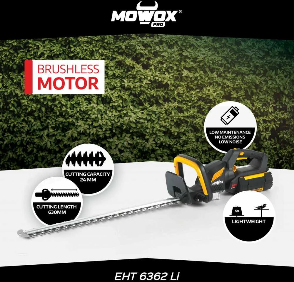 Mowox® EHT 6362 Li akumuliatorinės gyvatvorių žirklės (Be akumuliatoriaus ir kroviklio)