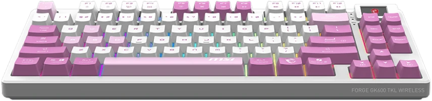 MSI FORGE GK600 TKL WIRELESS VIOLET | Klaviatūra žaidimams | Wireless | US | 2.4 GHz Wireless, Bluetooth, USB 2.0 | Mechaninė Linear