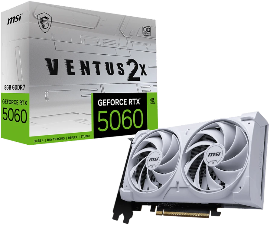 Vaizdo plokštė MSI GeForce RTX 5060 8G VENTUS 2X OC Baltas NVIDIA 8 GB GDDR7