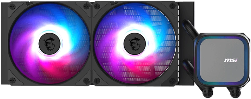 MSI skysčio aušintuvas su RGB ventiliatoriais