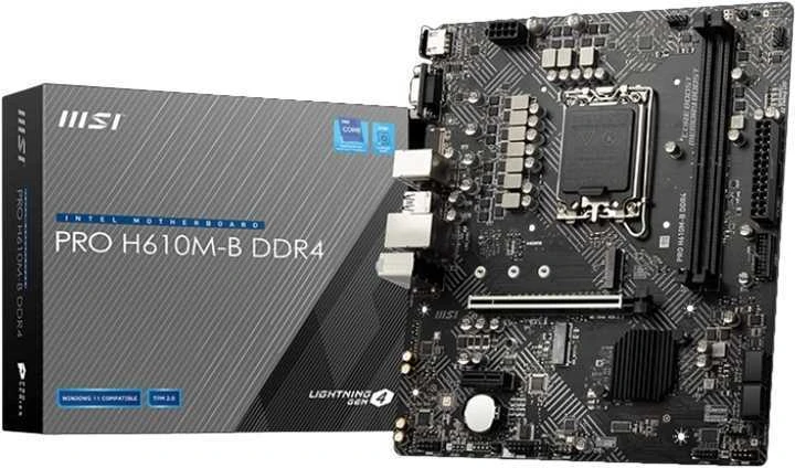 Pagrindinė plokštė MSI | PRO H610M-G | Procesorių šeima Intel | Procesoriaus lizdas LGA1700 | DDR5 | Palaikomos standžiojo disko sąsajos SATA, M.2 | SATA jungčių skaičius 4