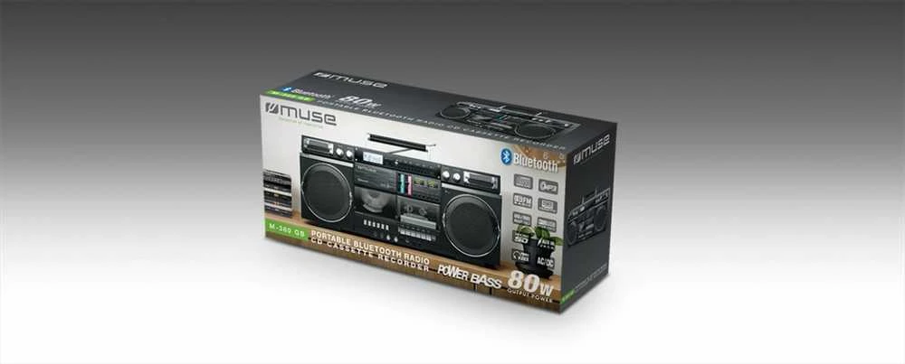 Muzikinis centras Muse | Ghetto Blasters | M-380 GB | AUX in | Bluetooth | Cassette deck | CD grotuvas | Juodas