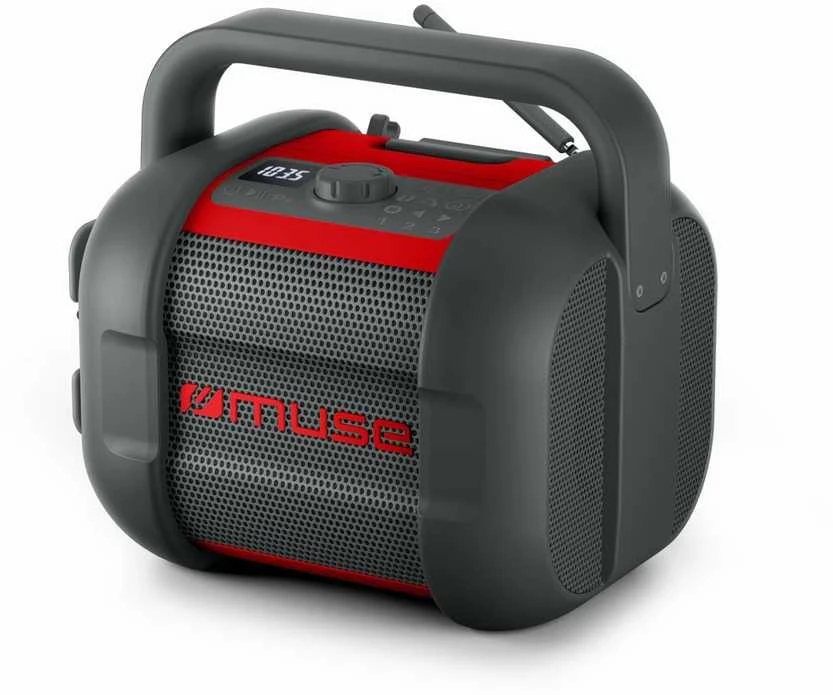 Muse | Jobsite Radio | M-968 BTR | 40 W | Atsparus vandeniui | Bluetooth | Belaidė jungtis | Portable | NFC features | Juodas/Raudona
