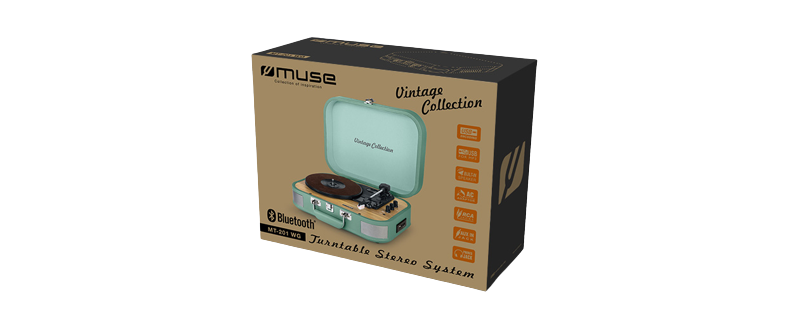 Muse Mūza | Patefonas stereo sistema | MT-201WG | Patefonas stereo sistema | USB prievadas | AUX įėjimas