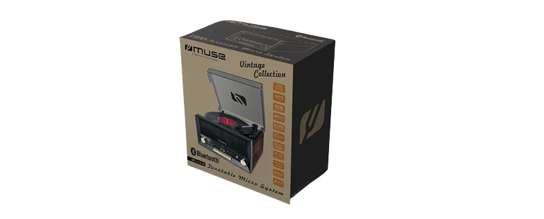 Muse Mūza | Patefono mikrosistema su vinilo deku | MT-112 W | Mikrosistemos kompaktinis diskas su patefonu | USB jungtis