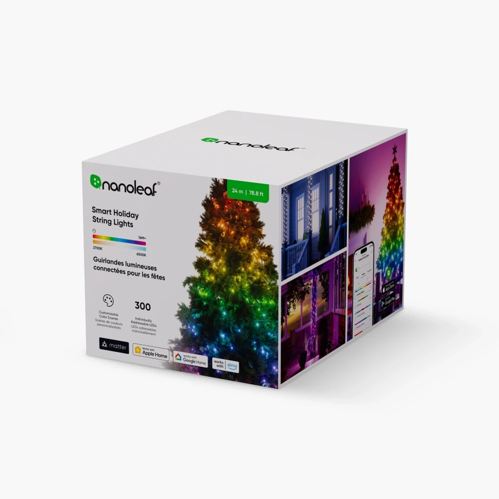 „Nanoleaf“ išmaniosios šventinės girliandos, 24 m, 300 LED | 18 W | 16 m+
