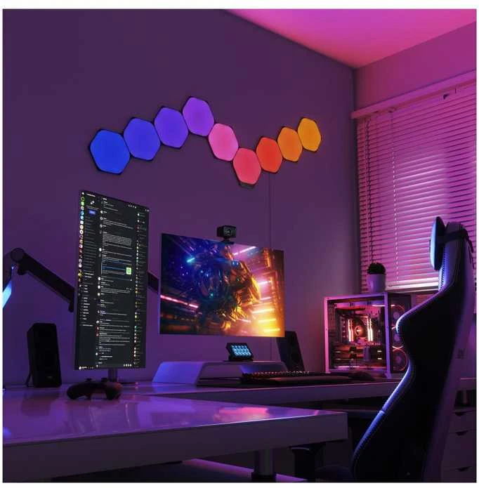Nanoleaf | Formos Juodas Šešiakampis Išplėtimo rinkinys (3 panelės) | 42 W | WiFi