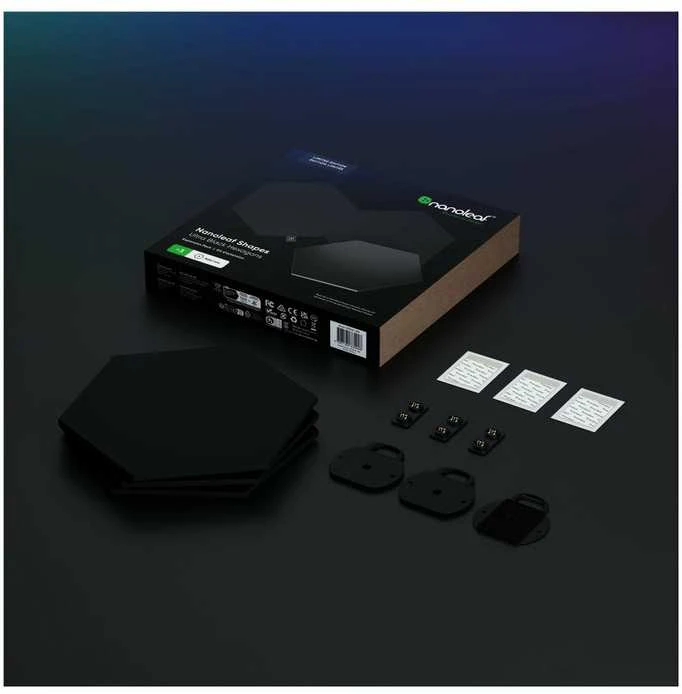 Nanoleaf | Formos Juodas Šešiakampis Išplėtimo rinkinys (3 panelės) | 42 W | WiFi