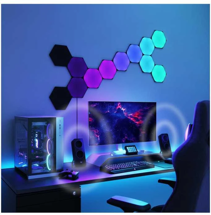 Sieninis šviestuvas Nanoleaf | Shapes Juodas Hexagons Starter Kit (9 panels) | 42 W | WiFi