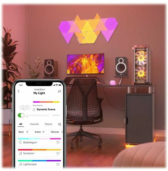 Nanoleaf Nanolapis | Formos trikampių pradinis rinkinys (9 plokštės) | 1 W | 16M+ spalvų