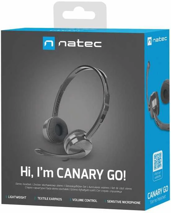 NATEC ausinės Canary Go su mikrofonu juodas