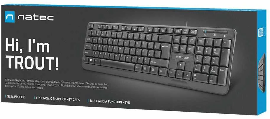 NATEC NKL-0967 Natec Klaviatūra TROUT SLIM USB US išdėstymas juodas