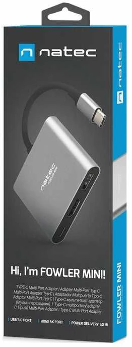 NATEC kelių prievadų Fowler USB-C pd. USB 3.0. HDMI 4K